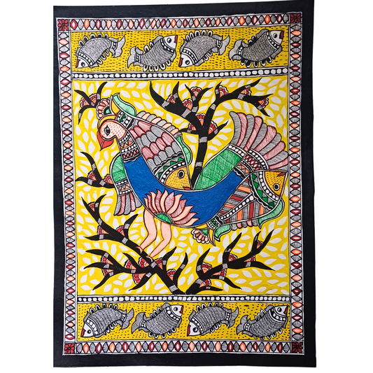 Handmade Peacock Mithila Painting – Traditional Madhubani Art on Paper